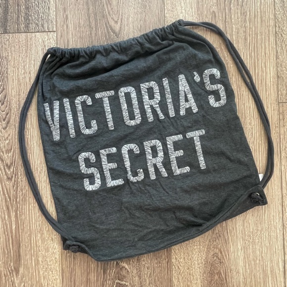 Victoria's Secret Handbags - Victoria’s Secret Embroidered Drawstring Backpack Grey
